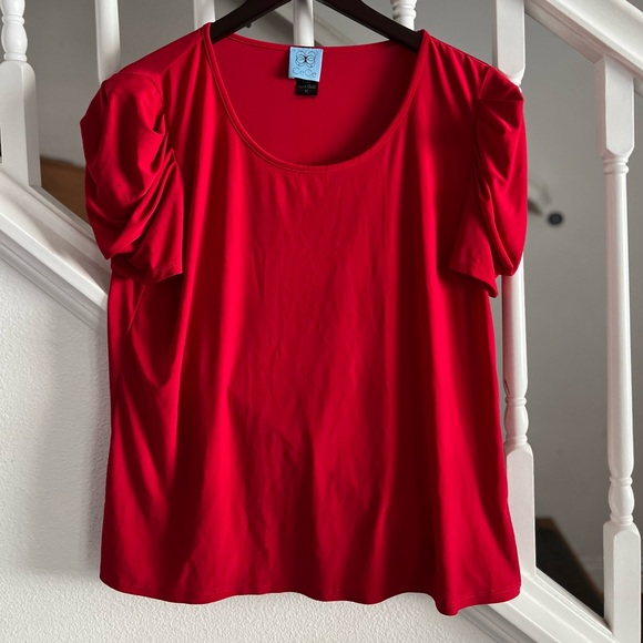 CeCe Tops - Cece Women's Short Sleeve Blouse Red Size XL